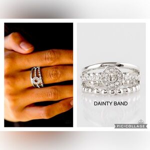 Cost of Living White Rhinestones Dainty Stretchy Band Ring